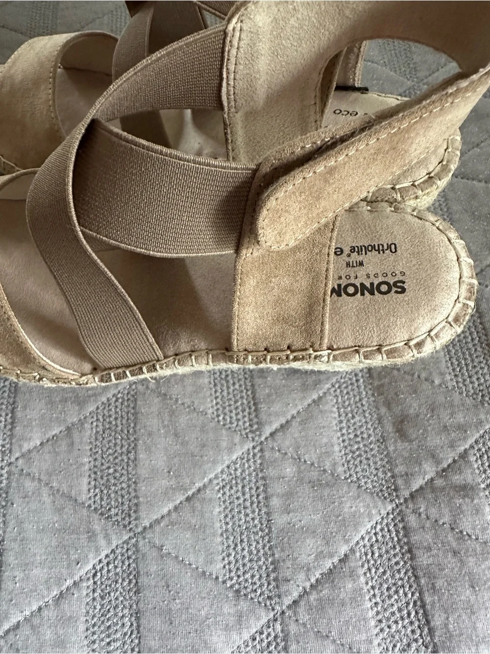 Sonoma Tan Elastic Espadrille Wedge Sandals